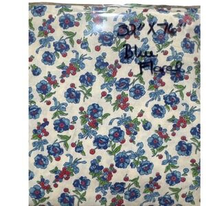 Vtg Feed Bag Sack Fabric‎ - 1930's-1950's - 32" X 76" Blue Pink Floral Off White